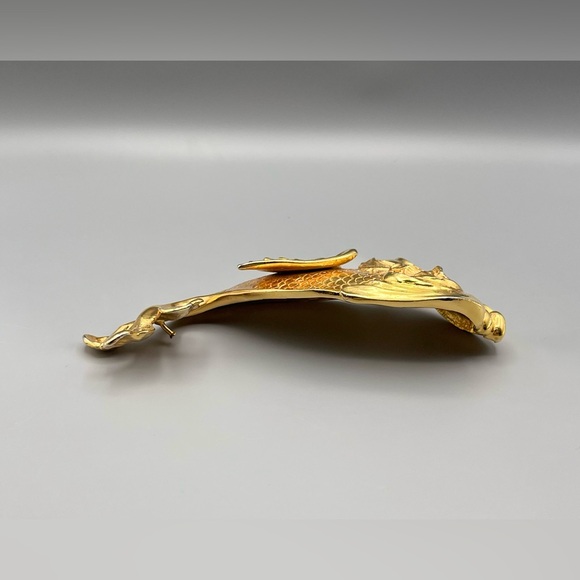Christopher Ross Sculpture Goldfish Belt Buckle 1987, 24kt Gold Plate, Glass Eye - Picture 5 of 12